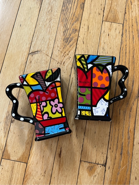Romero Britto Other - Vintage Y2K Romero Britto Square Mugs - Mismatched Set